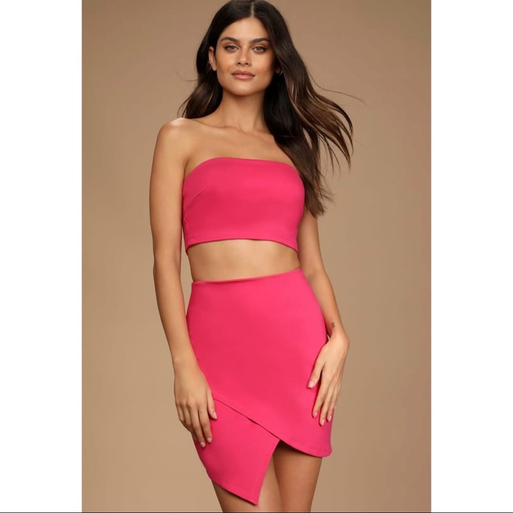LuLus Hot Pink Two-Piece Strapless Mini Dress
